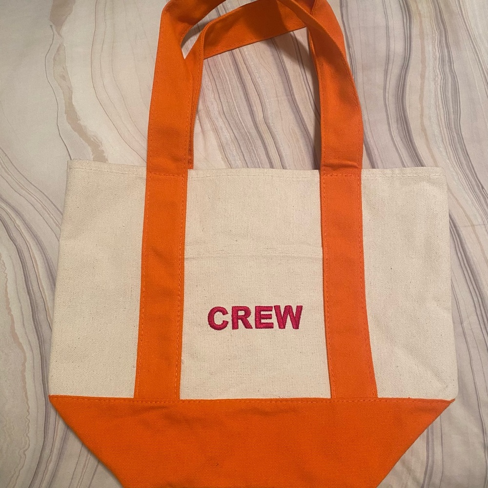 Trader Joe"s Crew Orange and Cream Canvas Tote Bag.Rare.Only given to employees